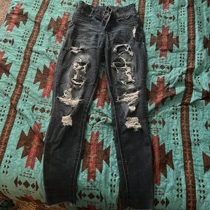 Black distressed jeans